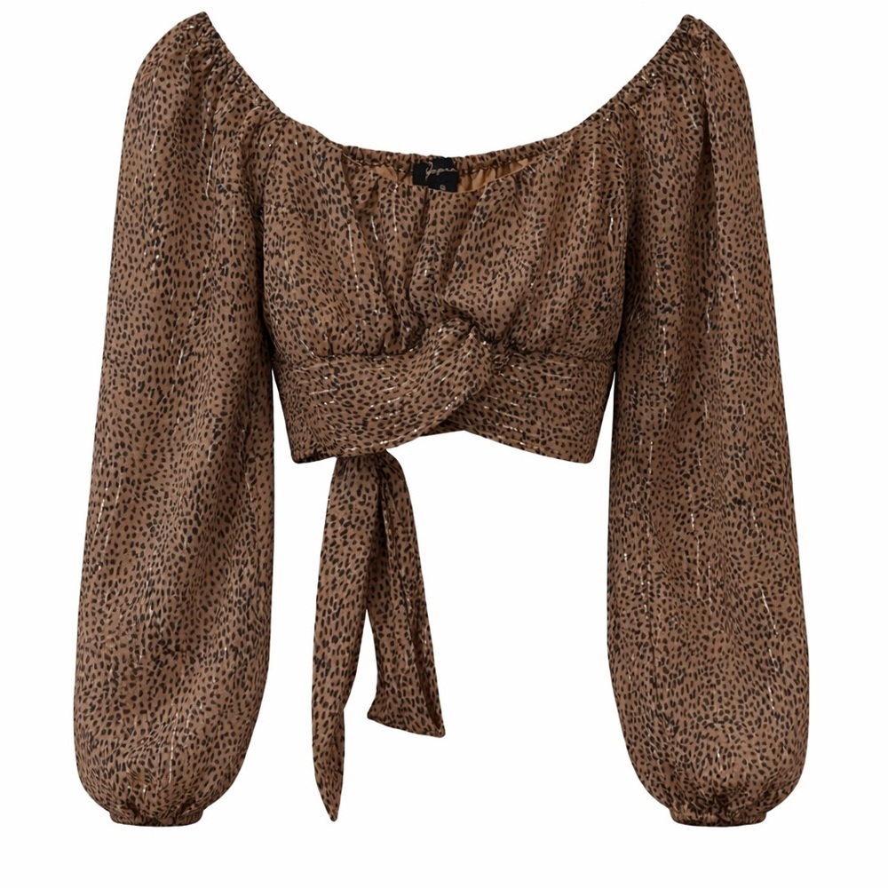 Japna cheetah print cropped tie back top, small